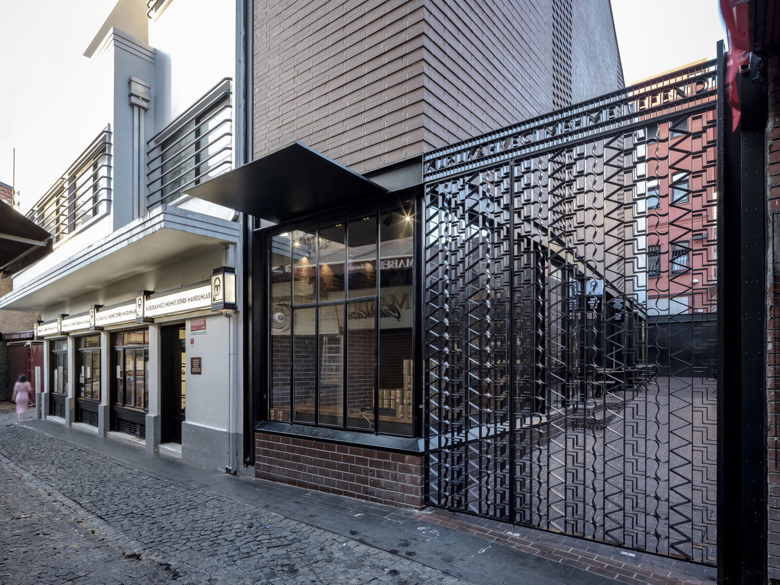 Brick façade of the annex building.