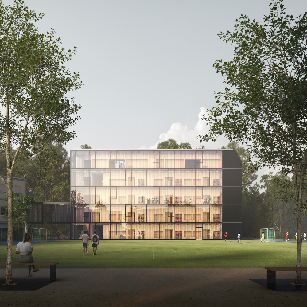 Visualisation building and sports field. @freshimages